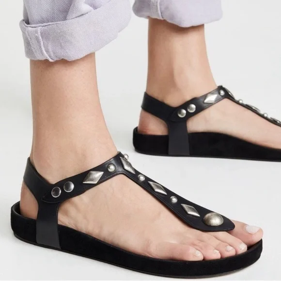 ISABEL MARANT ENAVY LEATHER STUD GLADIATOR SANDALS - Picture 1 of 14